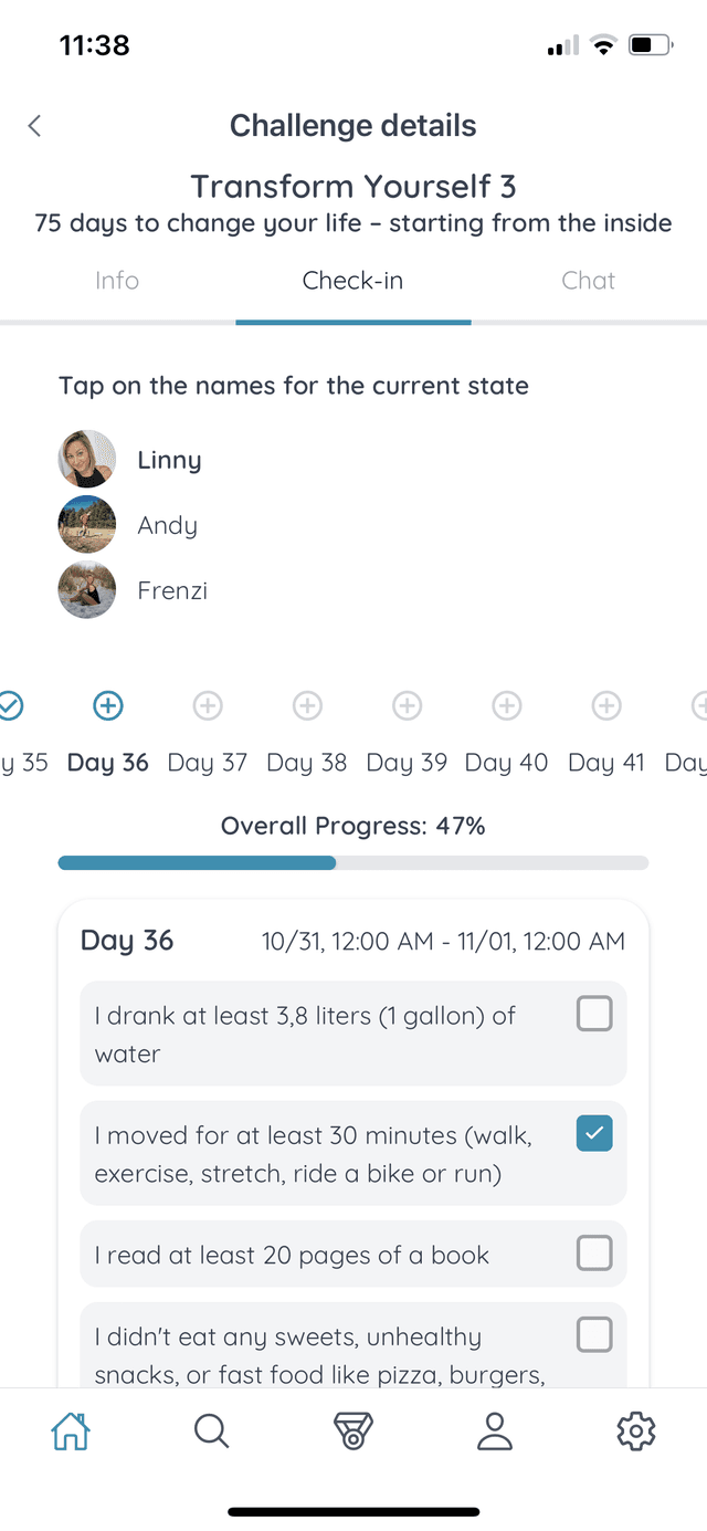 Challenge details and check-in secondary screenshot