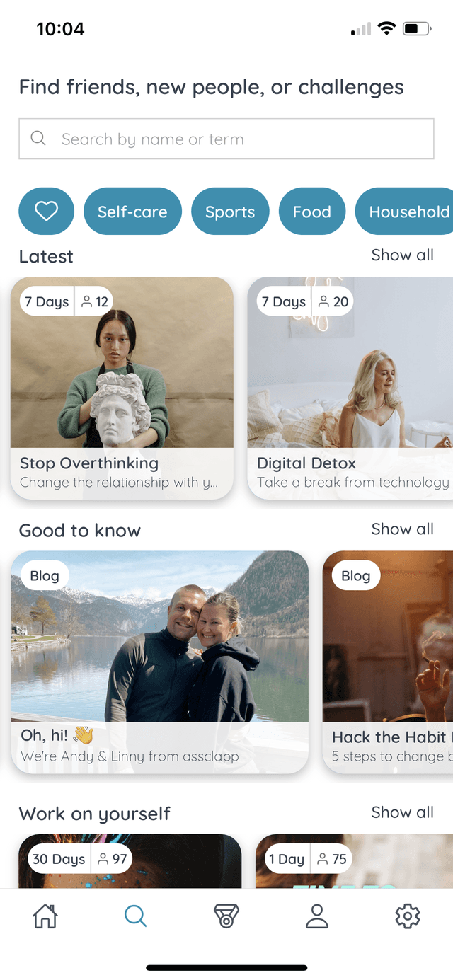 Self care reminders and search secondary screenshot
